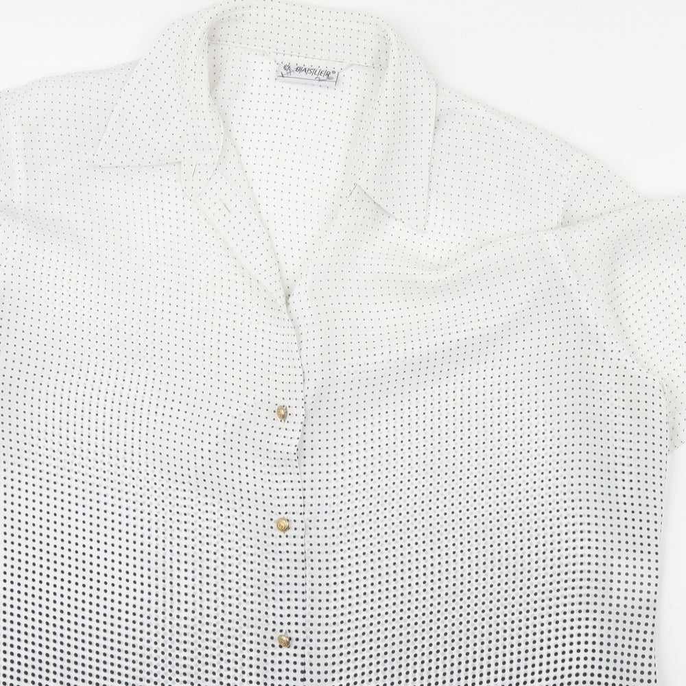 Basler Mens White Polka Dot   Dress Shirt Size 44  - Shoulder Pads