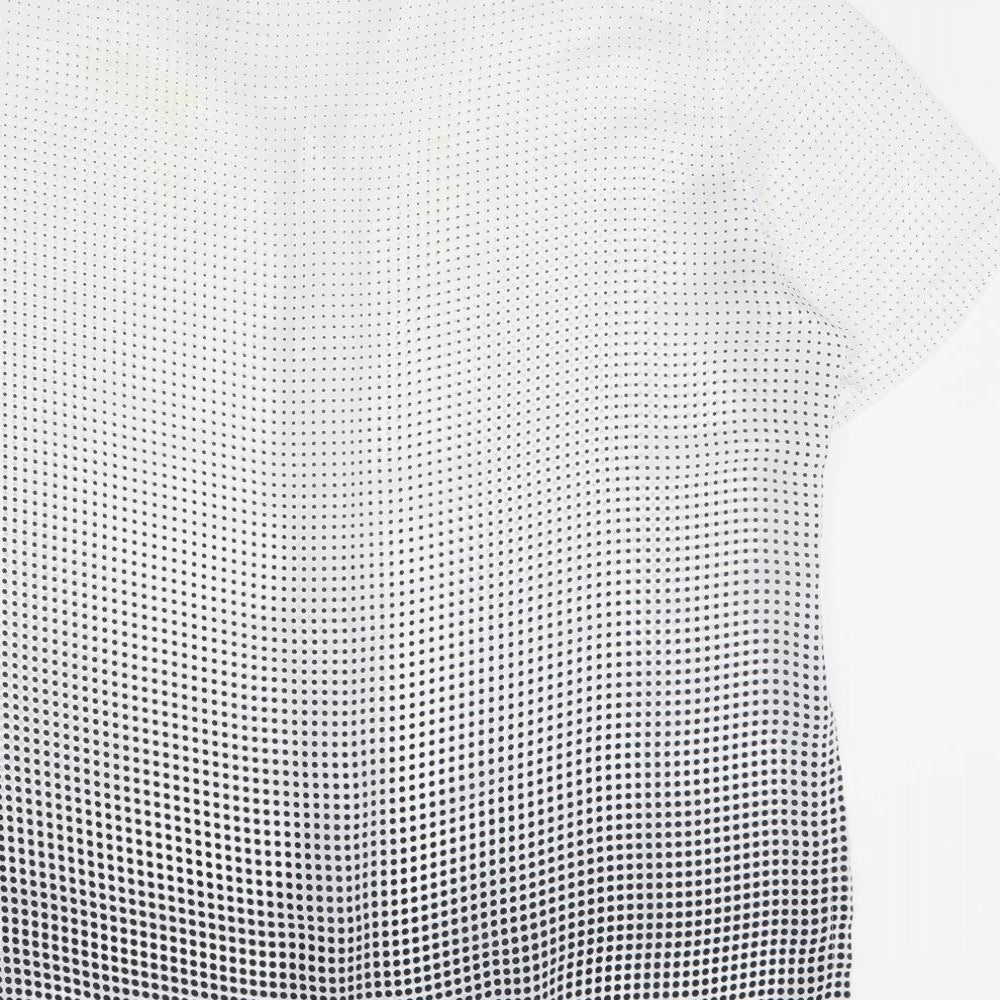 Basler Mens White Polka Dot   Dress Shirt Size 44  - Shoulder Pads