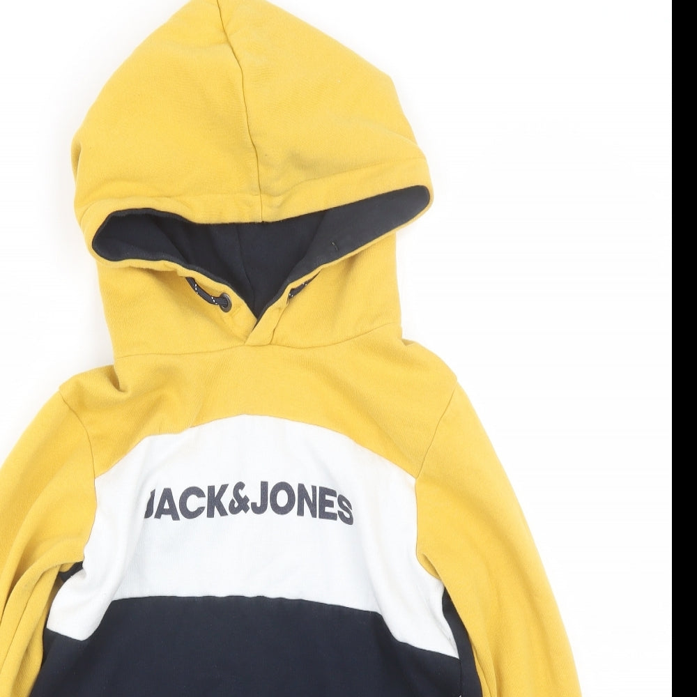 JACK & JONES Boys Yellow   Pullover Hoodie Size 13-14 Years