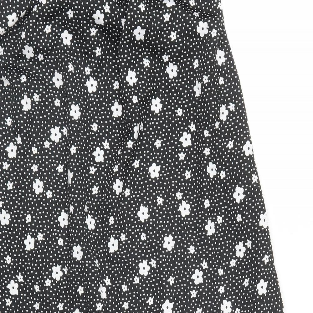 ASOS Womens Black Floral  Flare Skirt Size 14