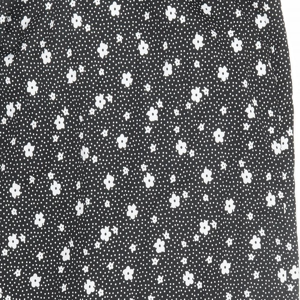 ASOS Womens Black Floral  Flare Skirt Size 14