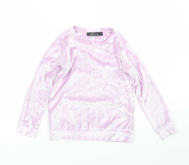 Style it up Girls Purple  Velour Basic T-Shirt Size 7-8 Years