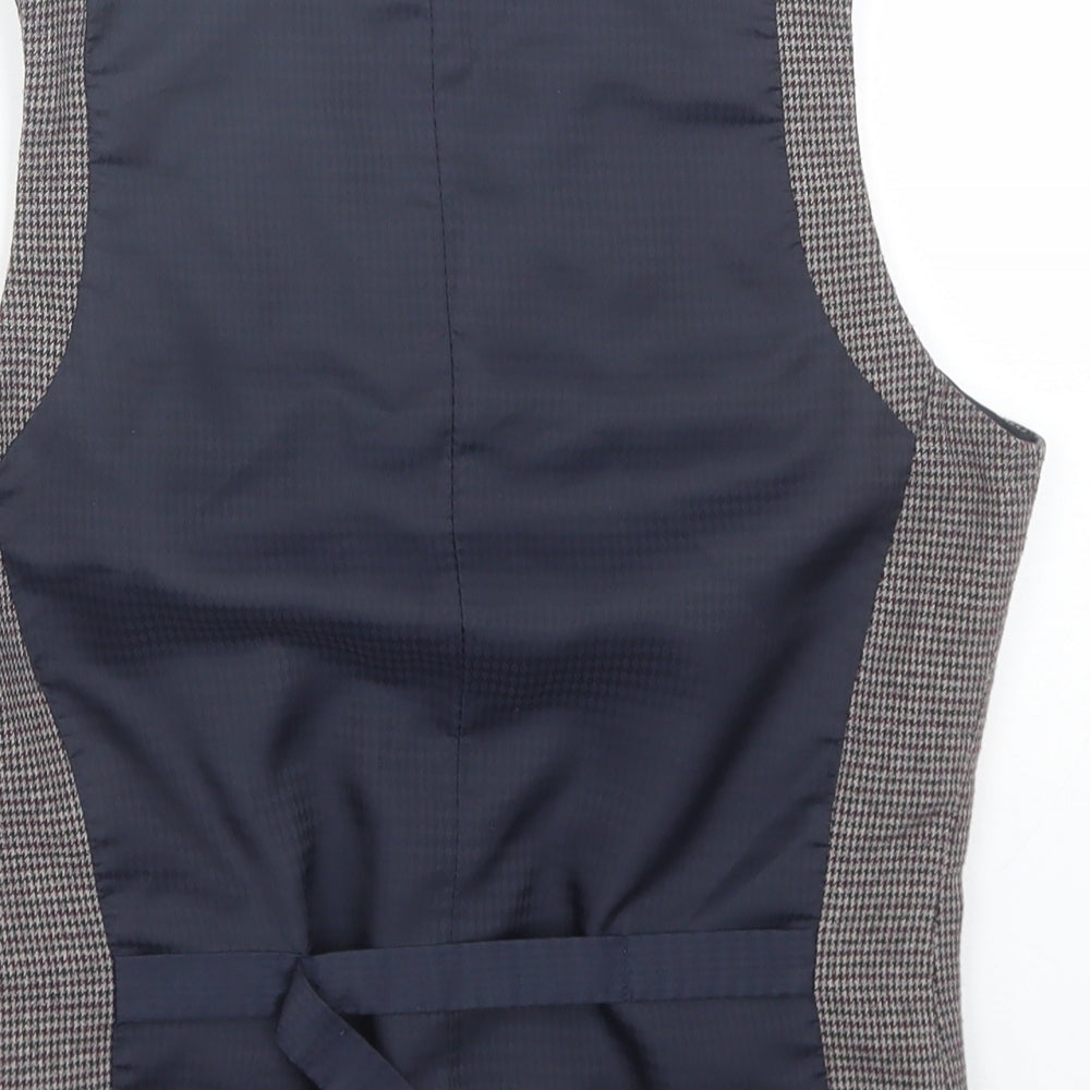 Topshop Mens Brown Houndstooth  Jacket Suit Waistcoat Size 36