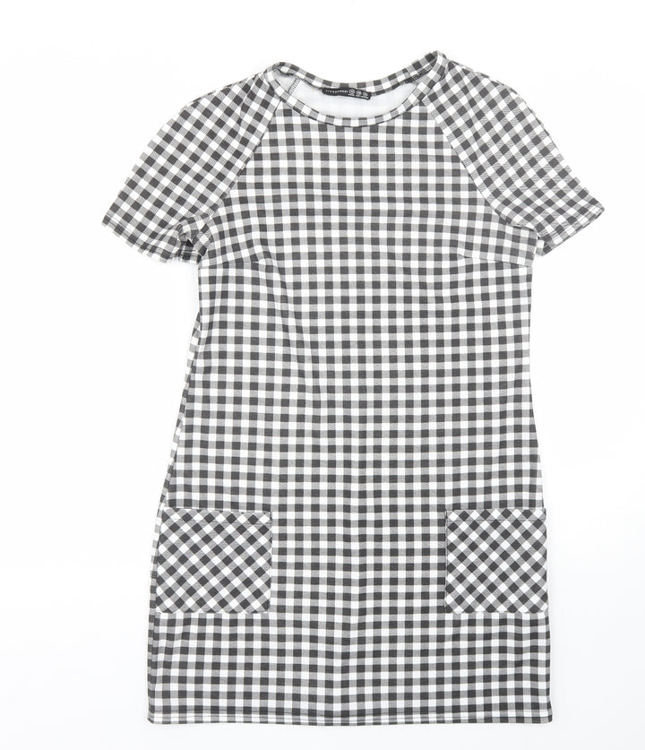 Atmosphere Womens Black Check  T-Shirt Dress  Size 10
