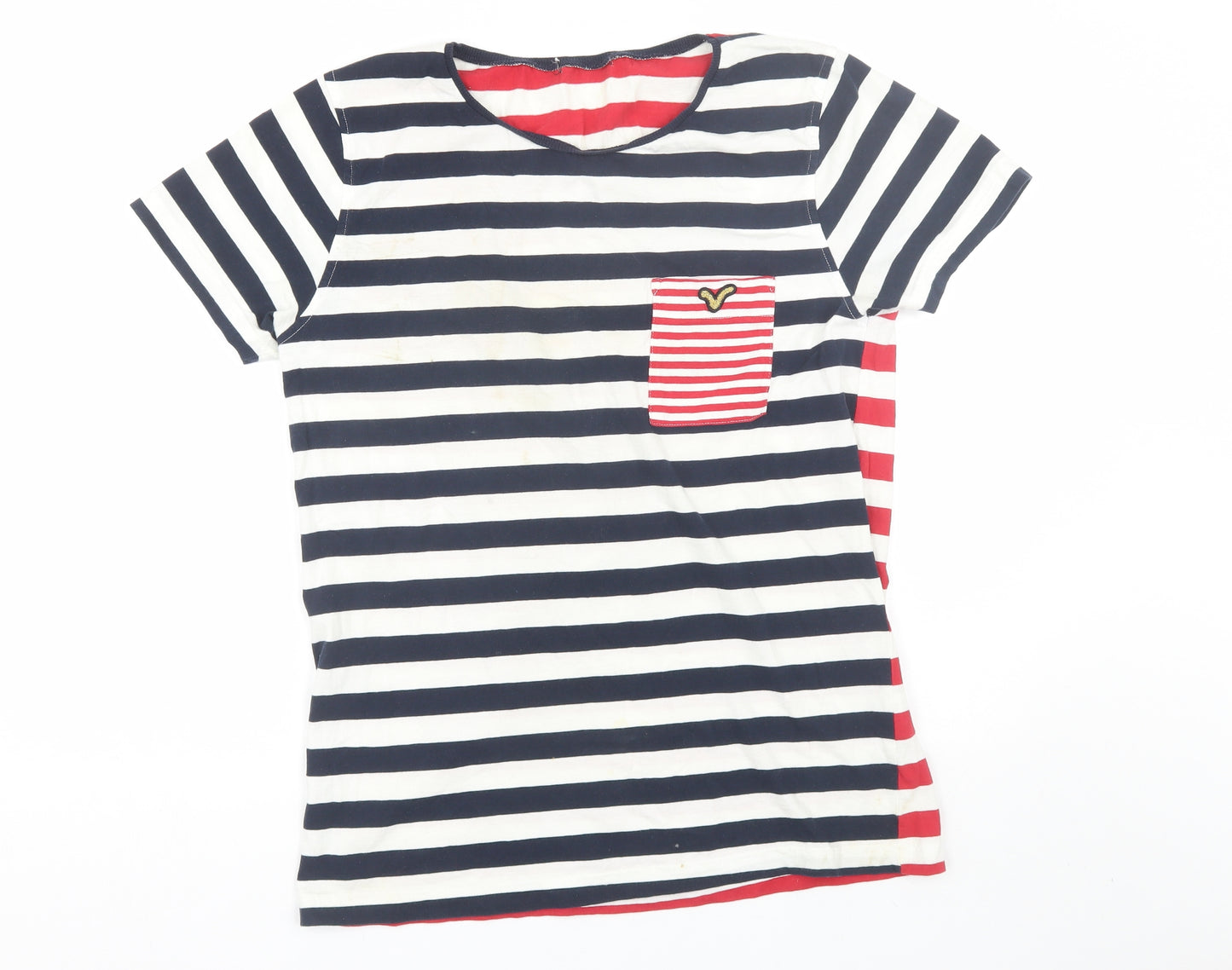 Voi Jeans Mens Blue Striped   T-Shirt Size M