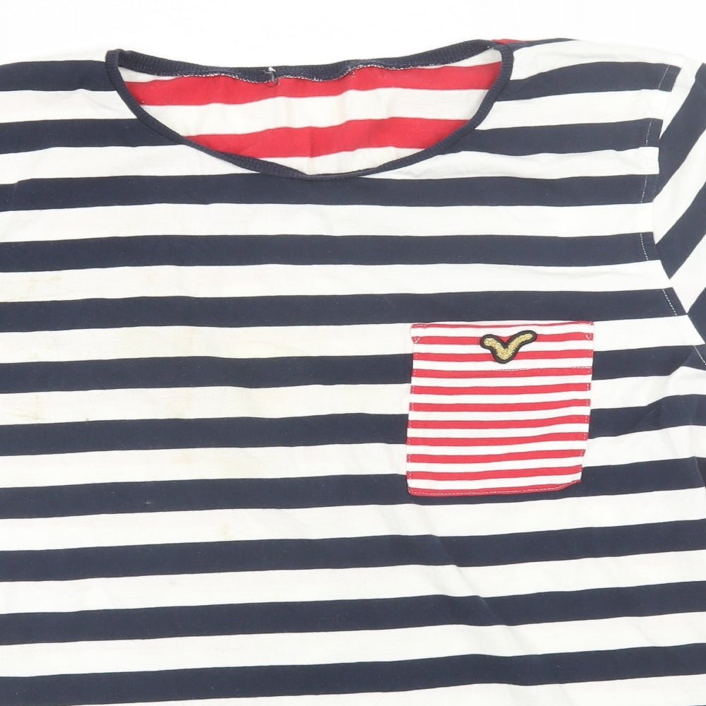 Voi Jeans Mens Blue Striped   T-Shirt Size M