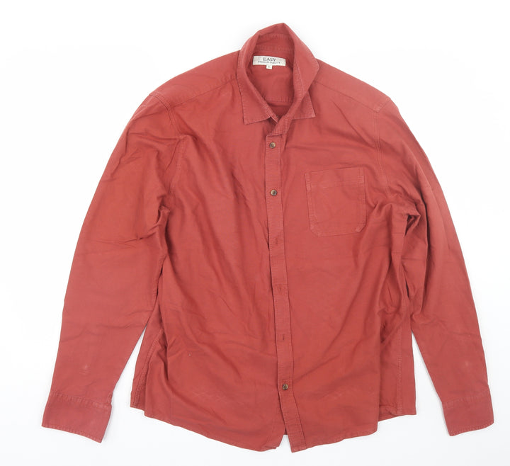 Easy Mens Red Button-Up Size L
