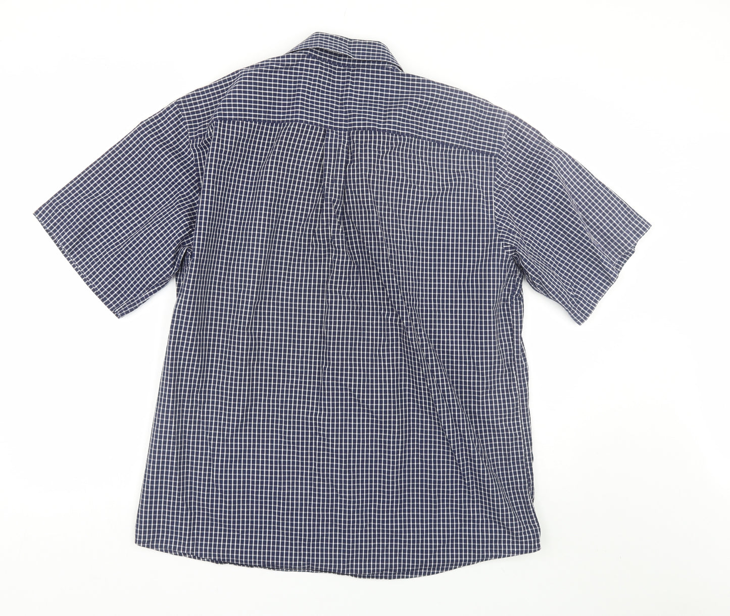 M&S Mens Blue Plaid   Button-Up Size L