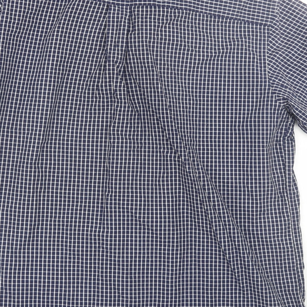 M&S Mens Blue Plaid   Button-Up Size L