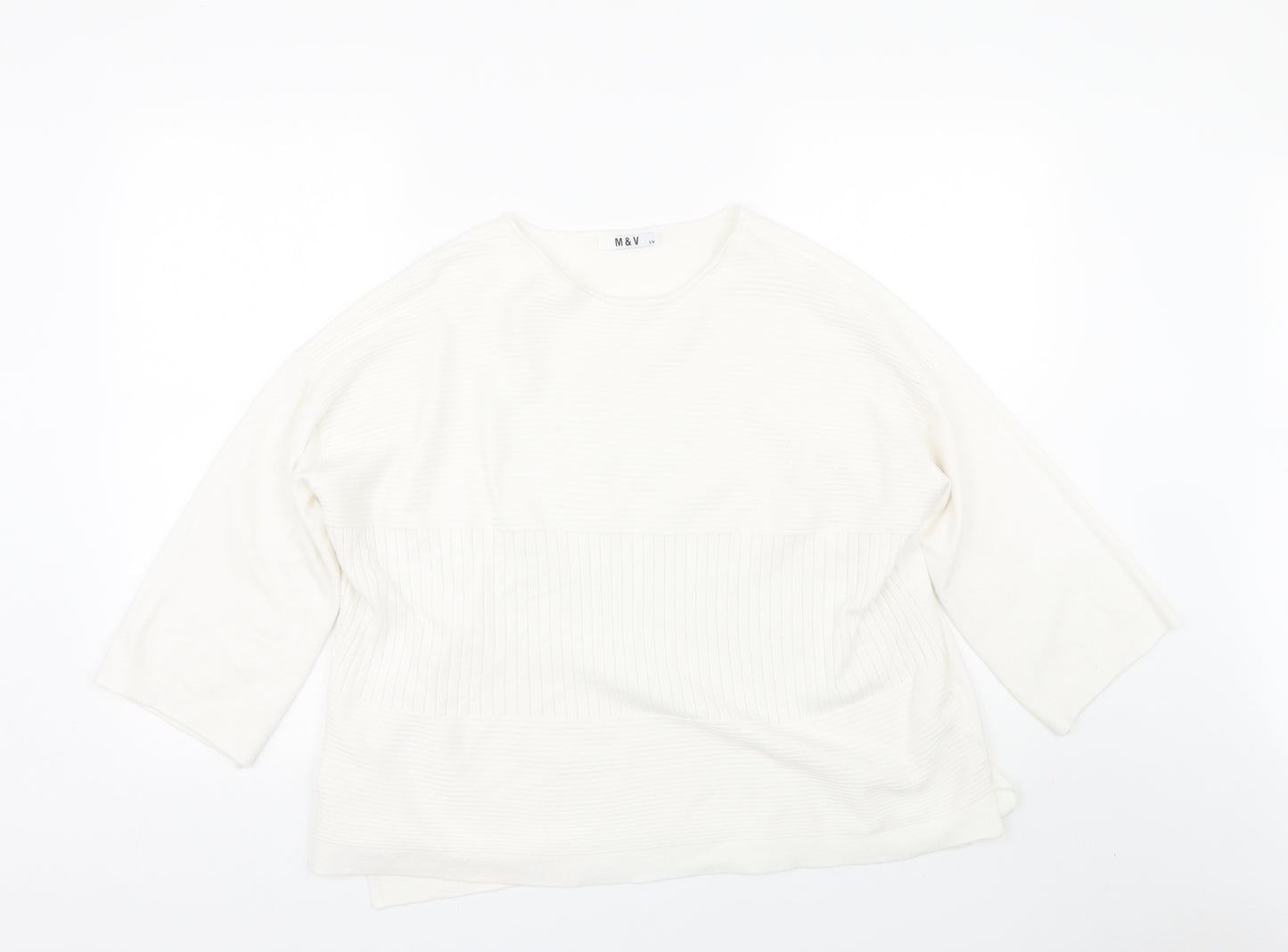 M&V Womens White   Basic T-Shirt Size S