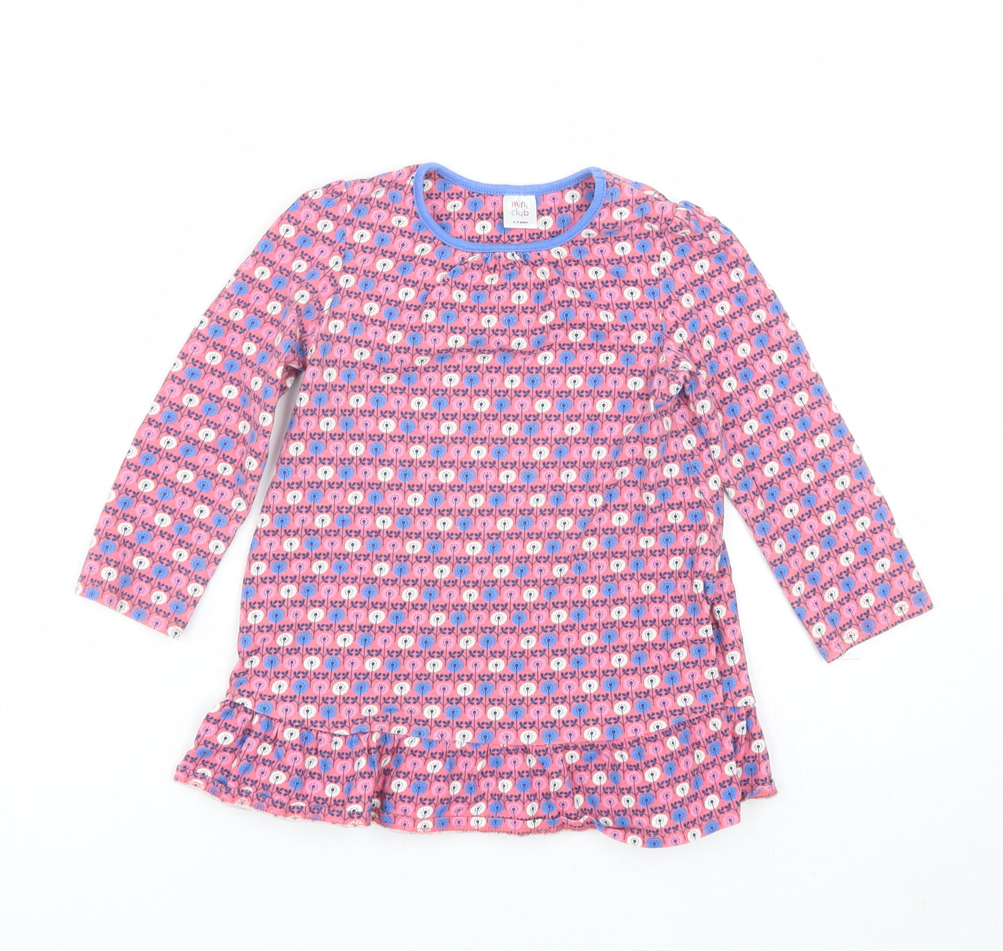 Mini Club Girls Pink Floral  T-Shirt Dress  Size 2-3 Years