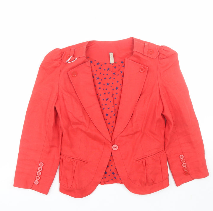 Topshop Womens Red Jacket Suit Size 10