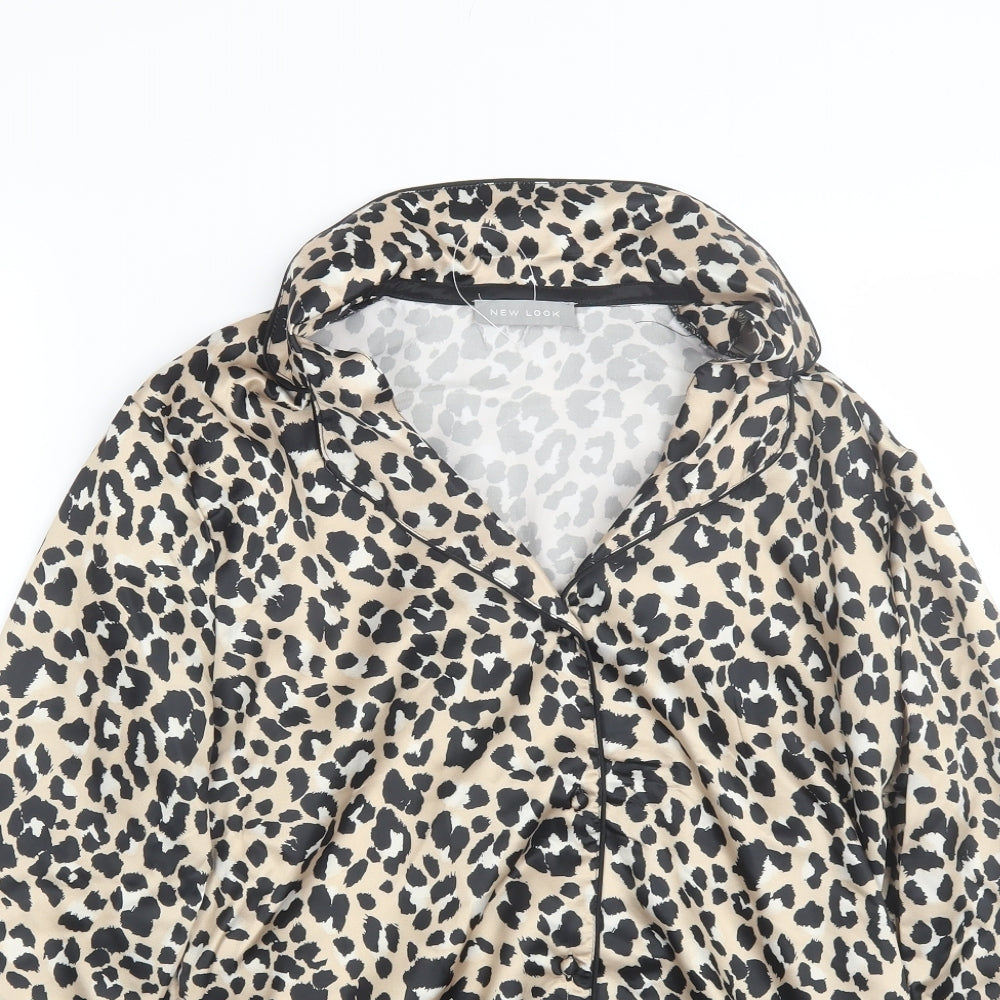 New Look Womens Gold Animal Print  Top Pyjama Top Size 10