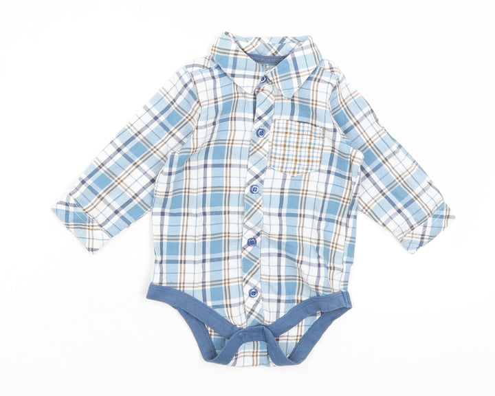 Matalan Baby Blue Plaid Romper One-Piece Size 3-6 Months