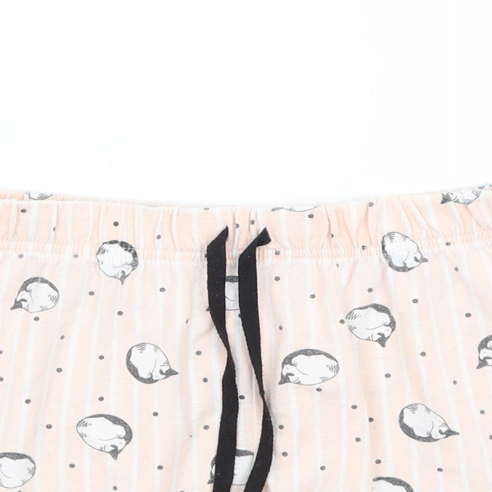 Matalan Womens Pink Striped  Babydoll Pyjama Pants Size M  - Cats