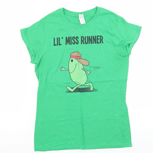 Gildan Womens Green   Basic T-Shirt Size M  - Lil' Miss Runner