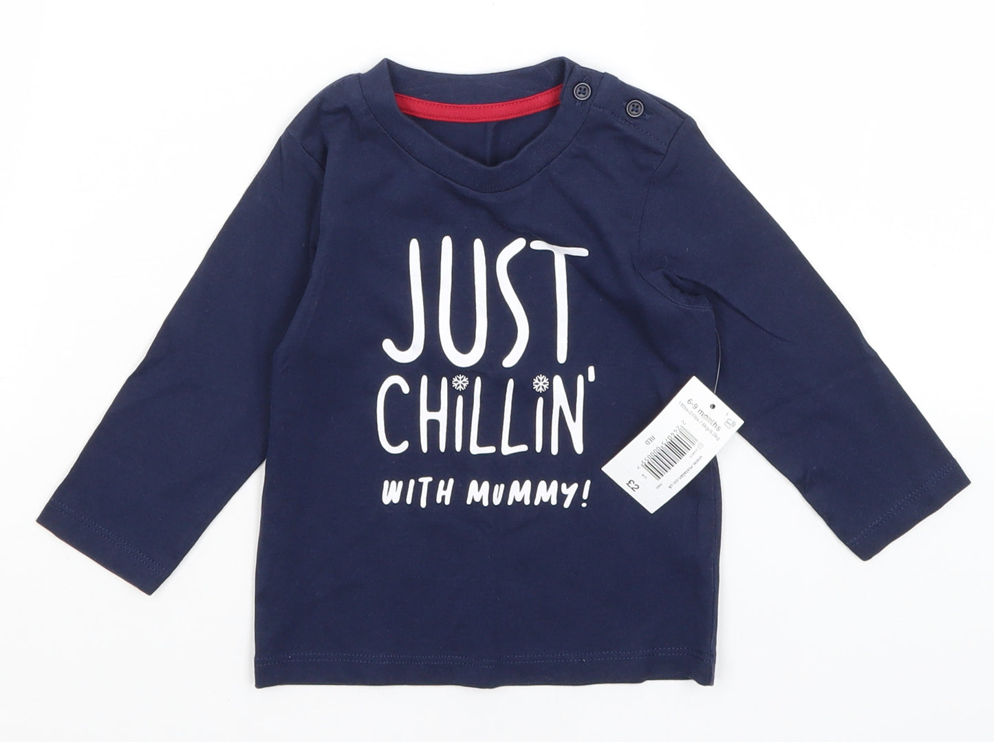 Matalan Baby Blue   Basic T-Shirt Size 6-9 Months  - Just Chillin'