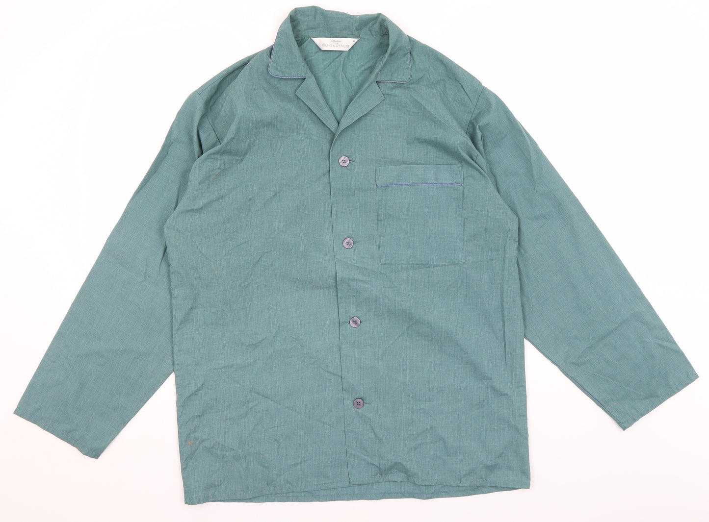 M&S Mens Green Solid   Pyjama Top Size M