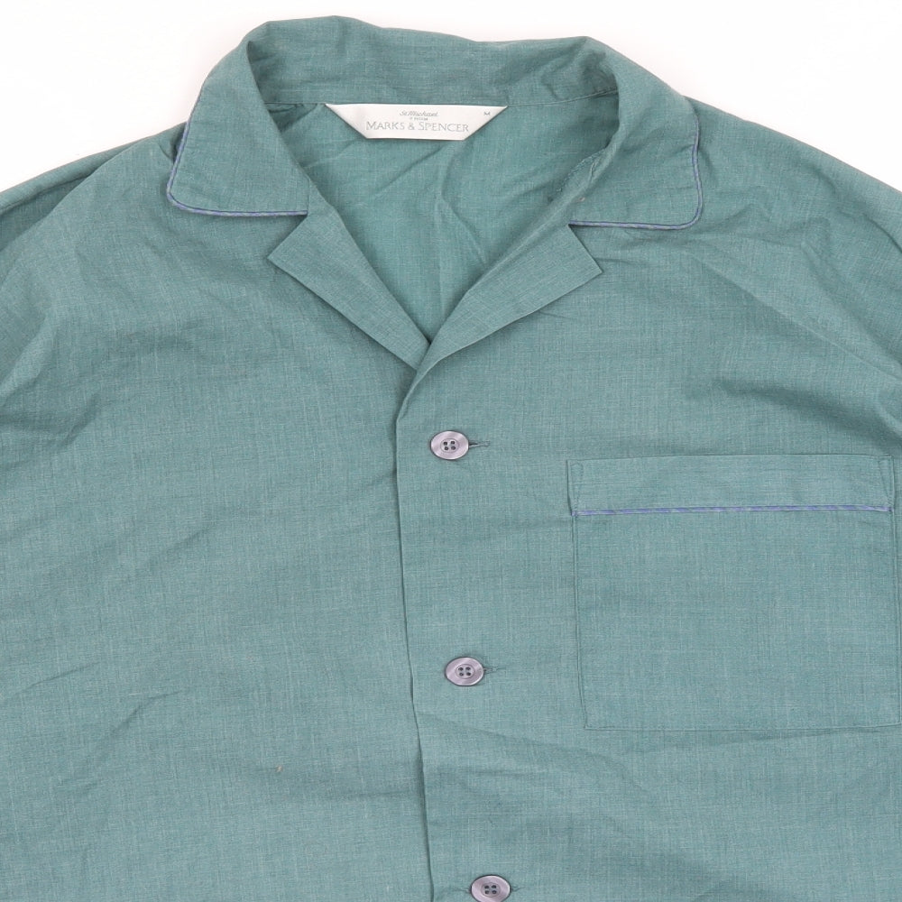 M&S Mens Green Solid   Pyjama Top Size M