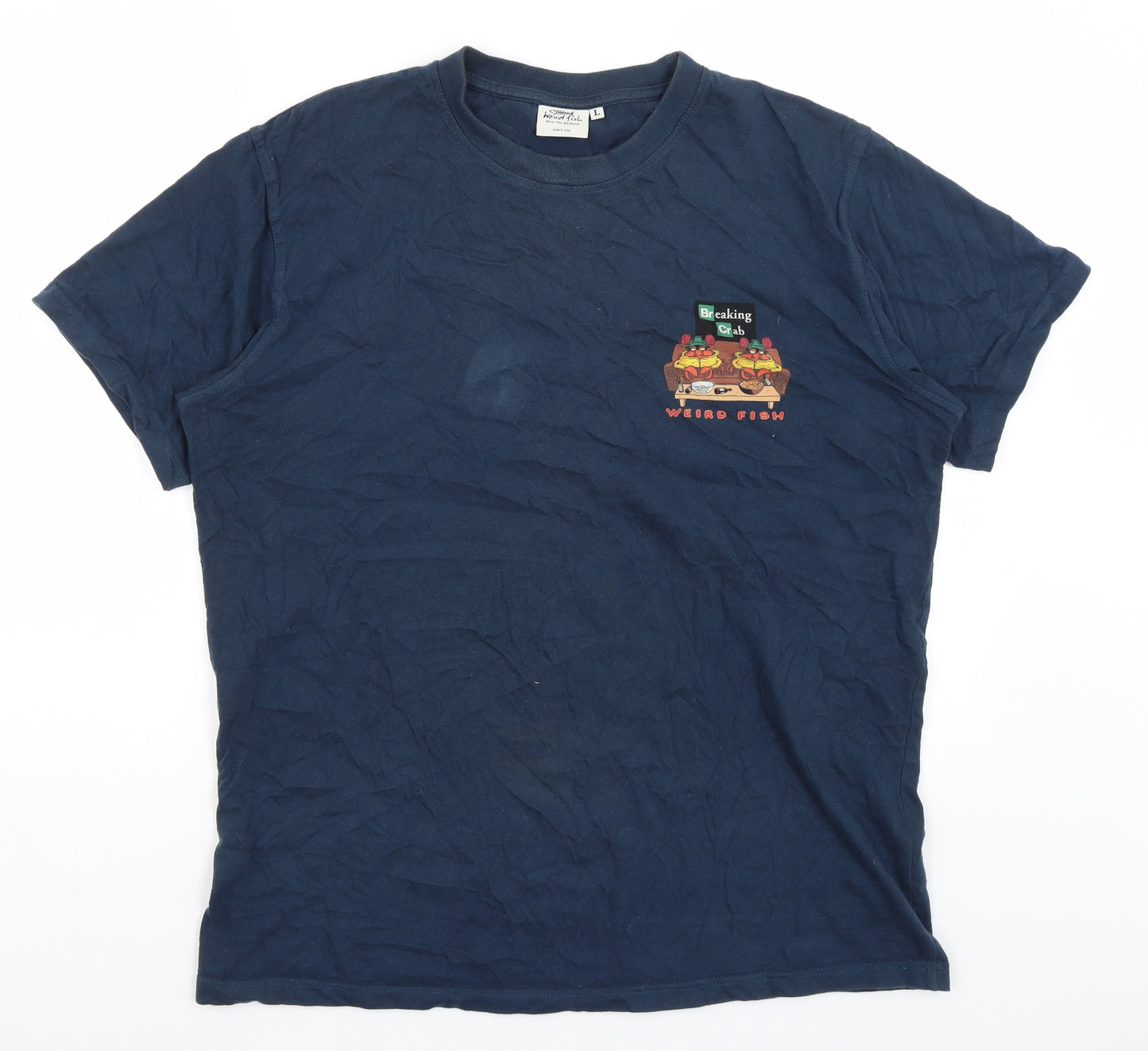 Weird Fish Mens Blue    T-Shirt Size L  - Breaking Crab