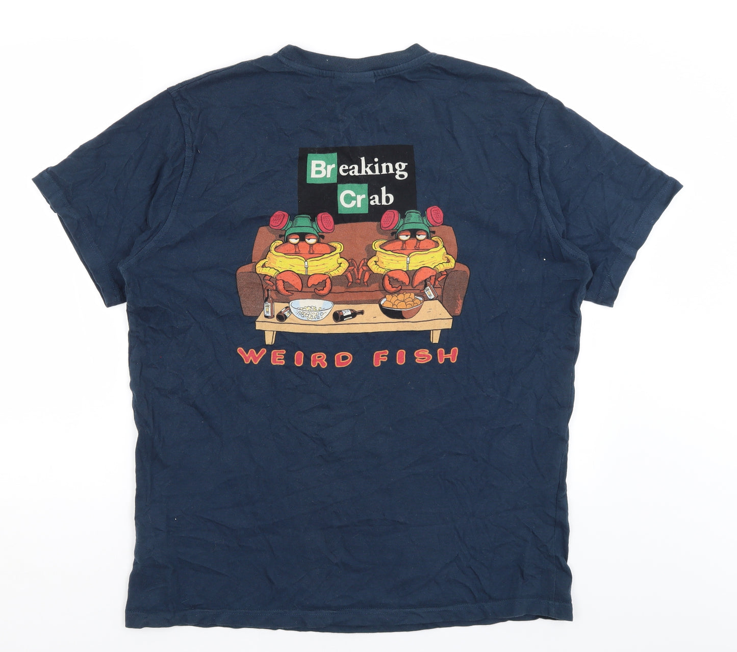 Weird Fish Mens Blue    T-Shirt Size L  - Breaking Crab
