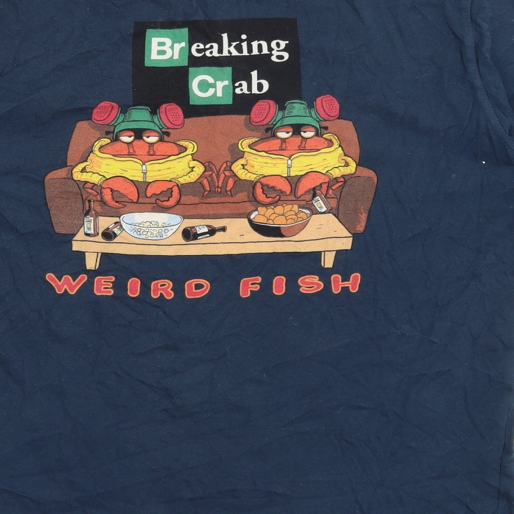 Weird Fish Mens Blue    T-Shirt Size L  - Breaking Crab