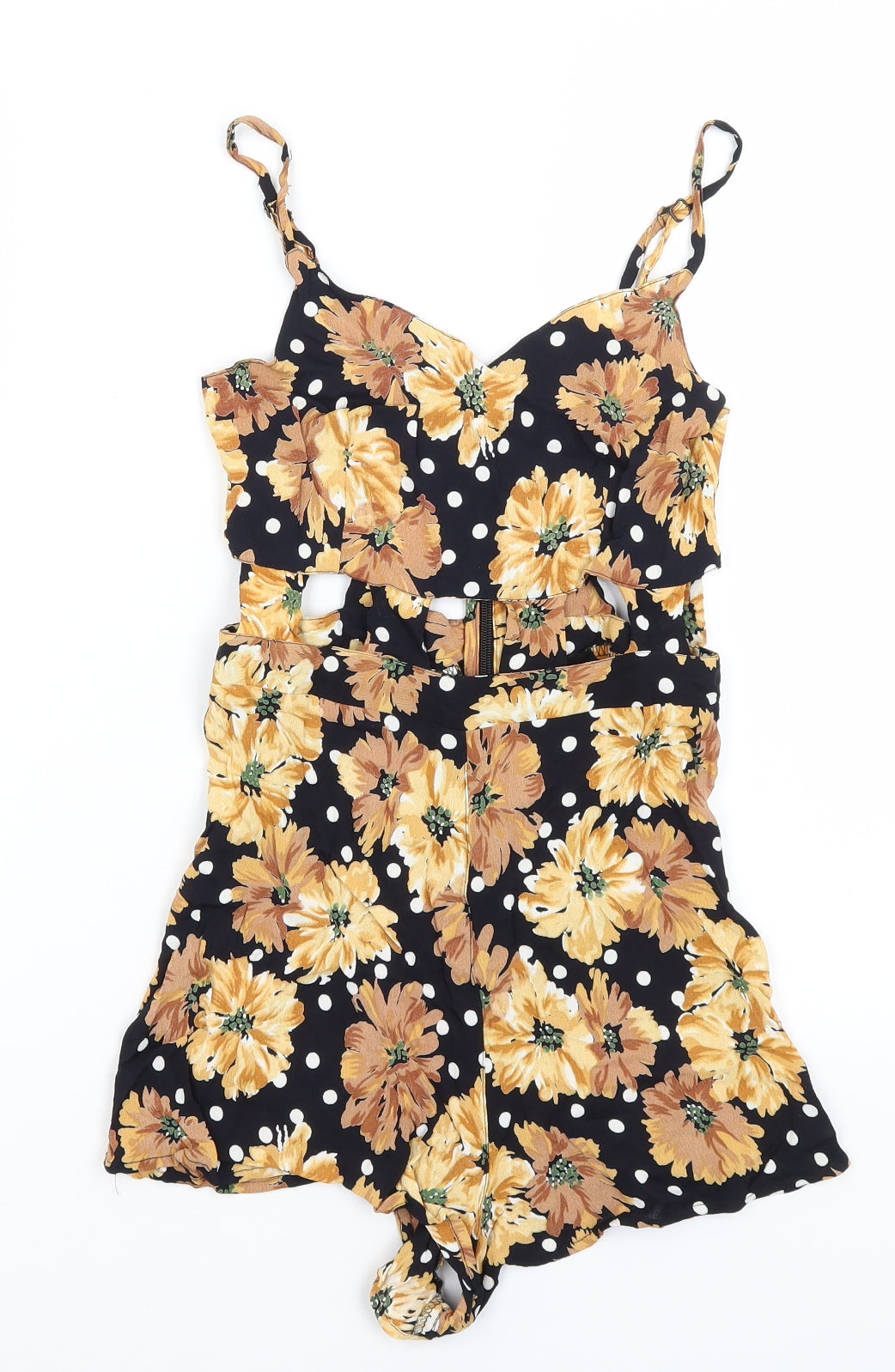 Topshop Womens Black Floral  Playsuit One-Piece Size 8
