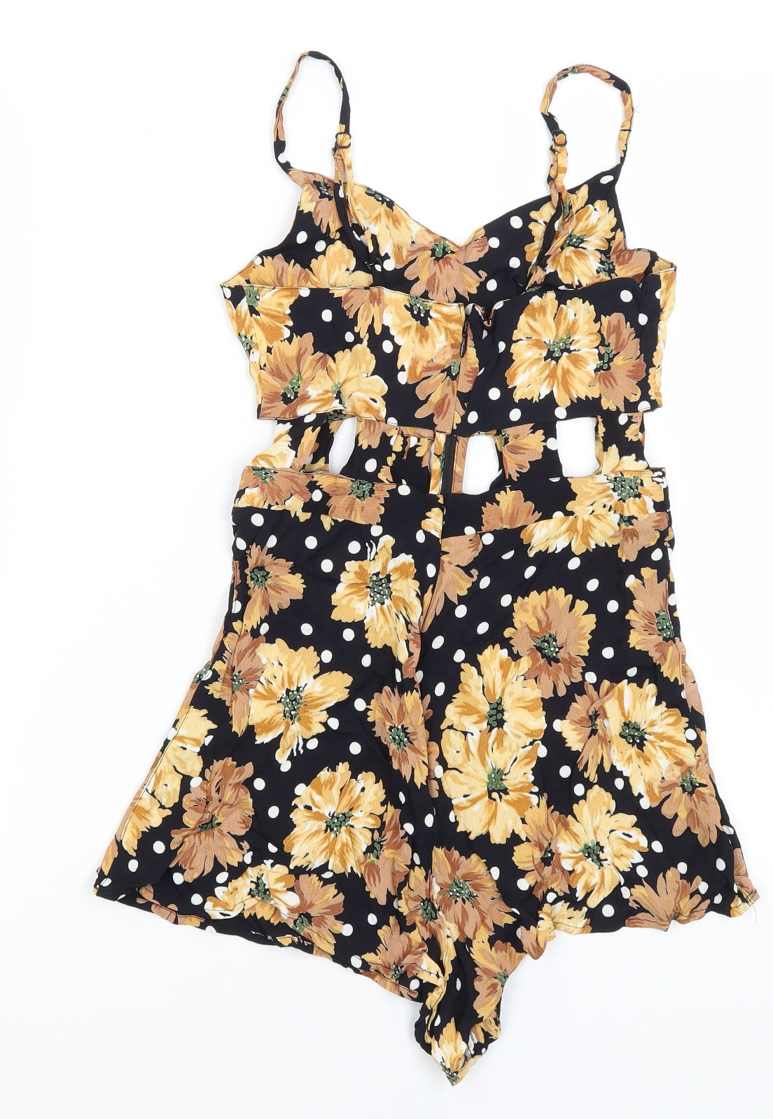 Topshop Womens Black Floral  Playsuit One-Piece Size 8