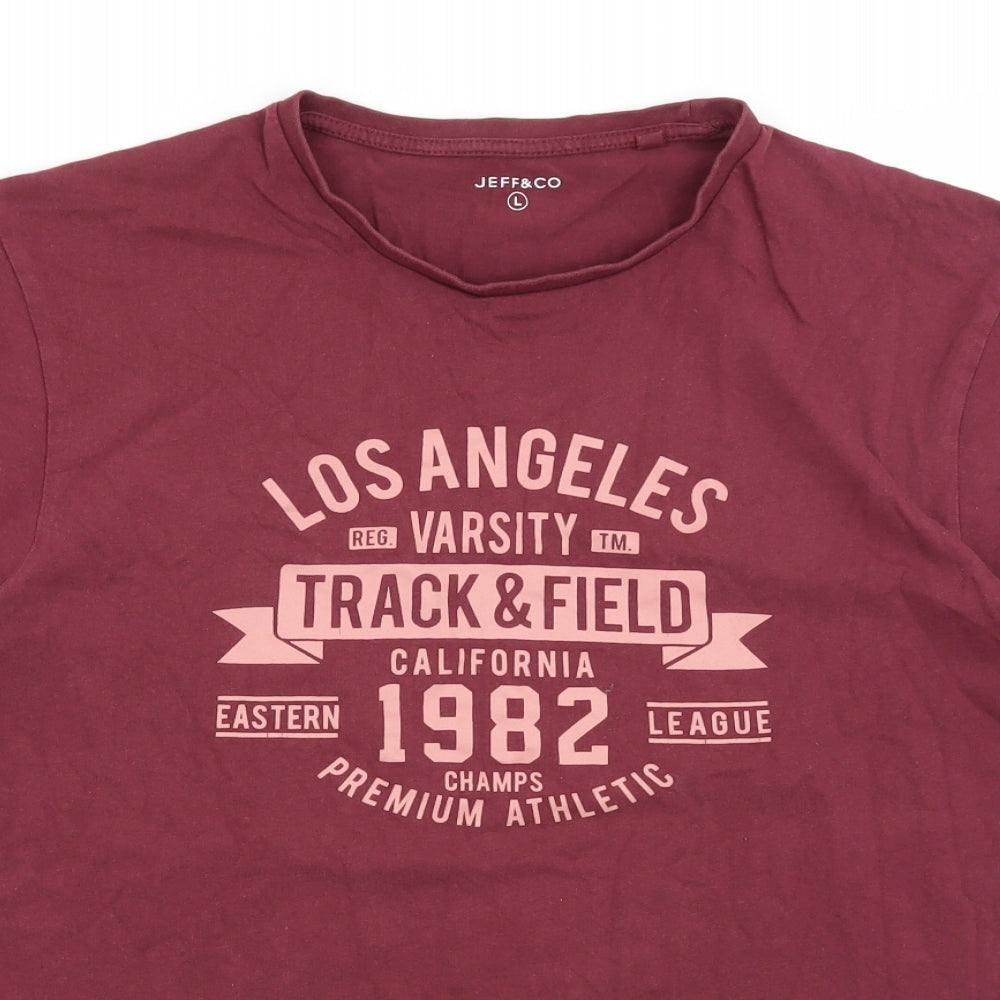 Jeff & Co Mens Red    T-Shirt Size L