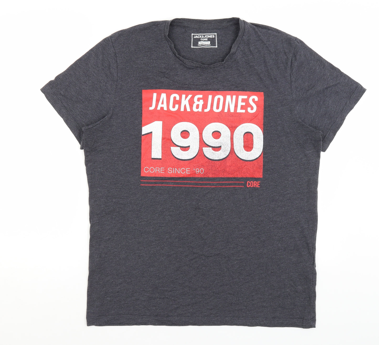 Jack Jones Mens Grey    T-Shirt Size L