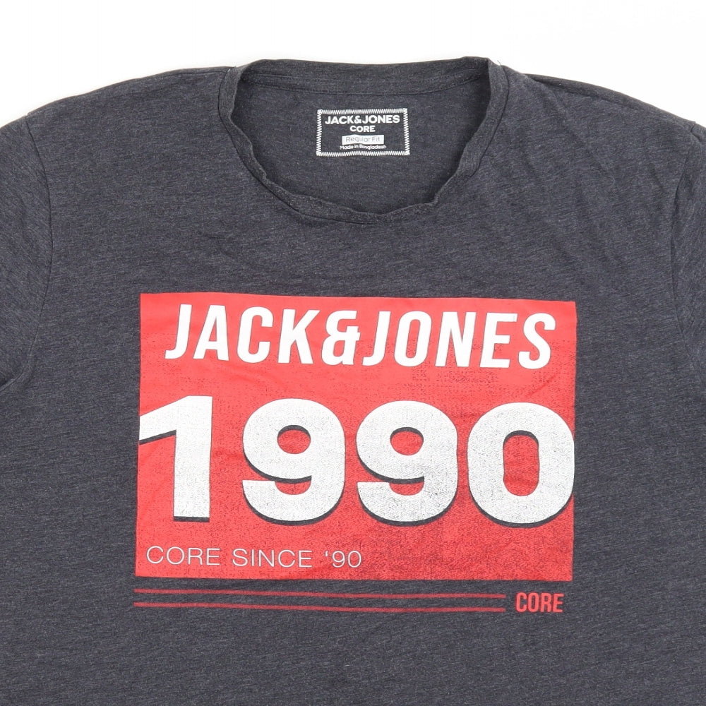 Jack Jones Mens Grey    T-Shirt Size L