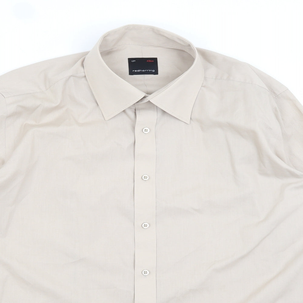 Red Herring Mens Brown    Dress Shirt Size 17