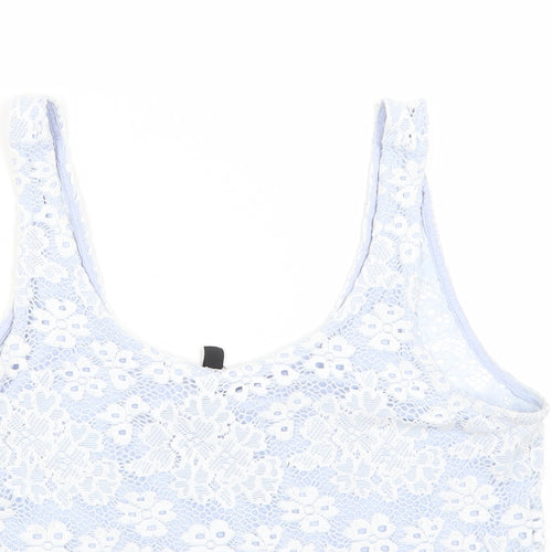 Topshop Womens Blue Floral  Cropped Tank Size 6