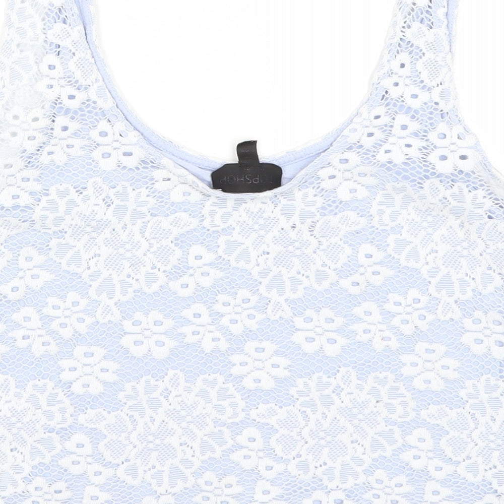 Topshop Womens Blue Floral  Cropped Tank Size 6