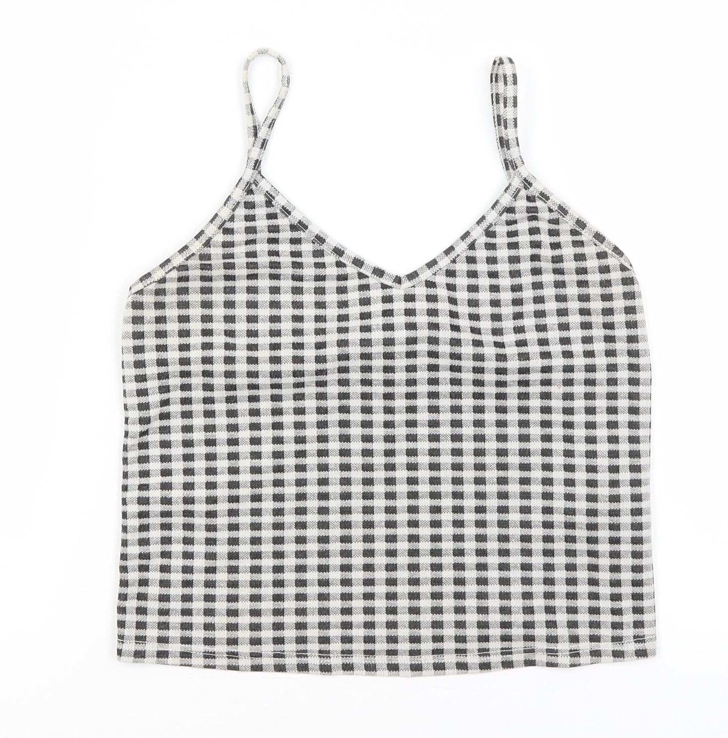 Topshop Womens Grey Check  Cropped Tank Size 10
