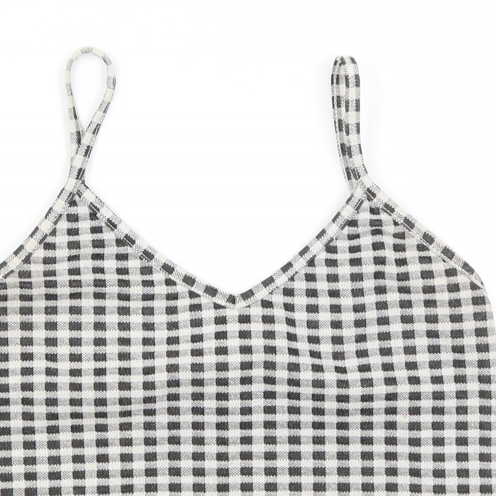 Topshop Womens Grey Check  Cropped Tank Size 10