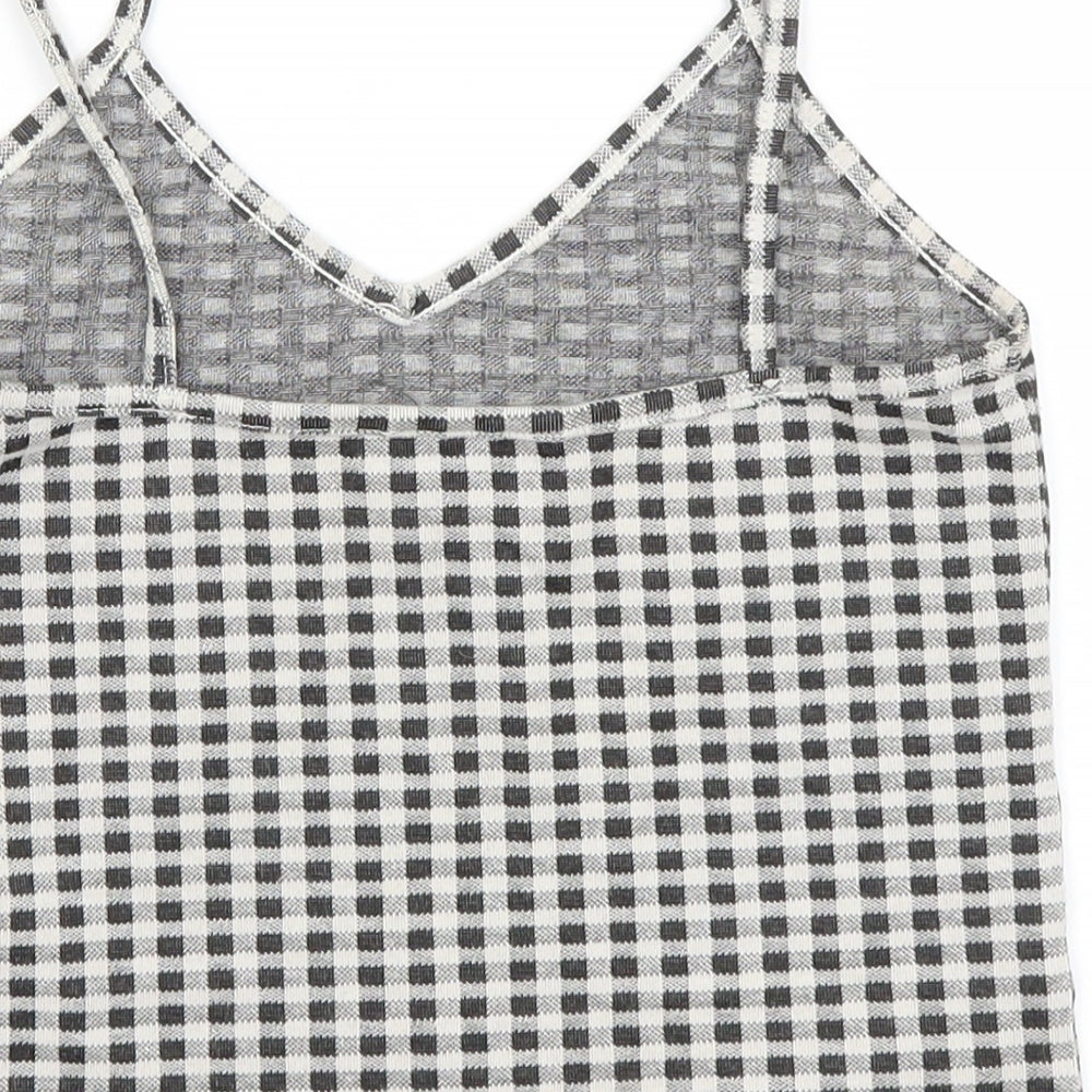 Topshop Womens Grey Check  Cropped Tank Size 10