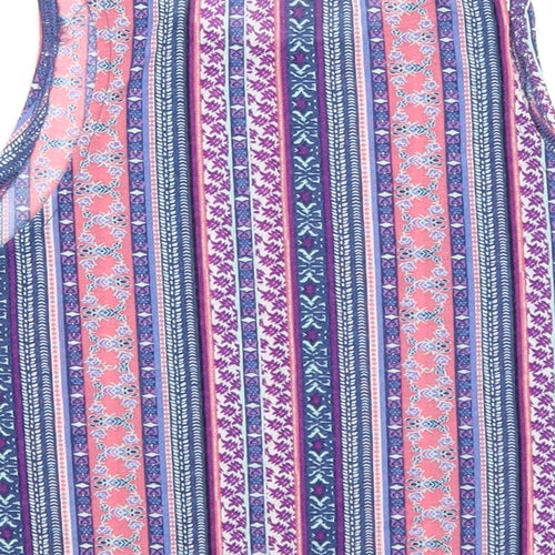 Divided Womens Blue Striped  Cropped Tank Size M
