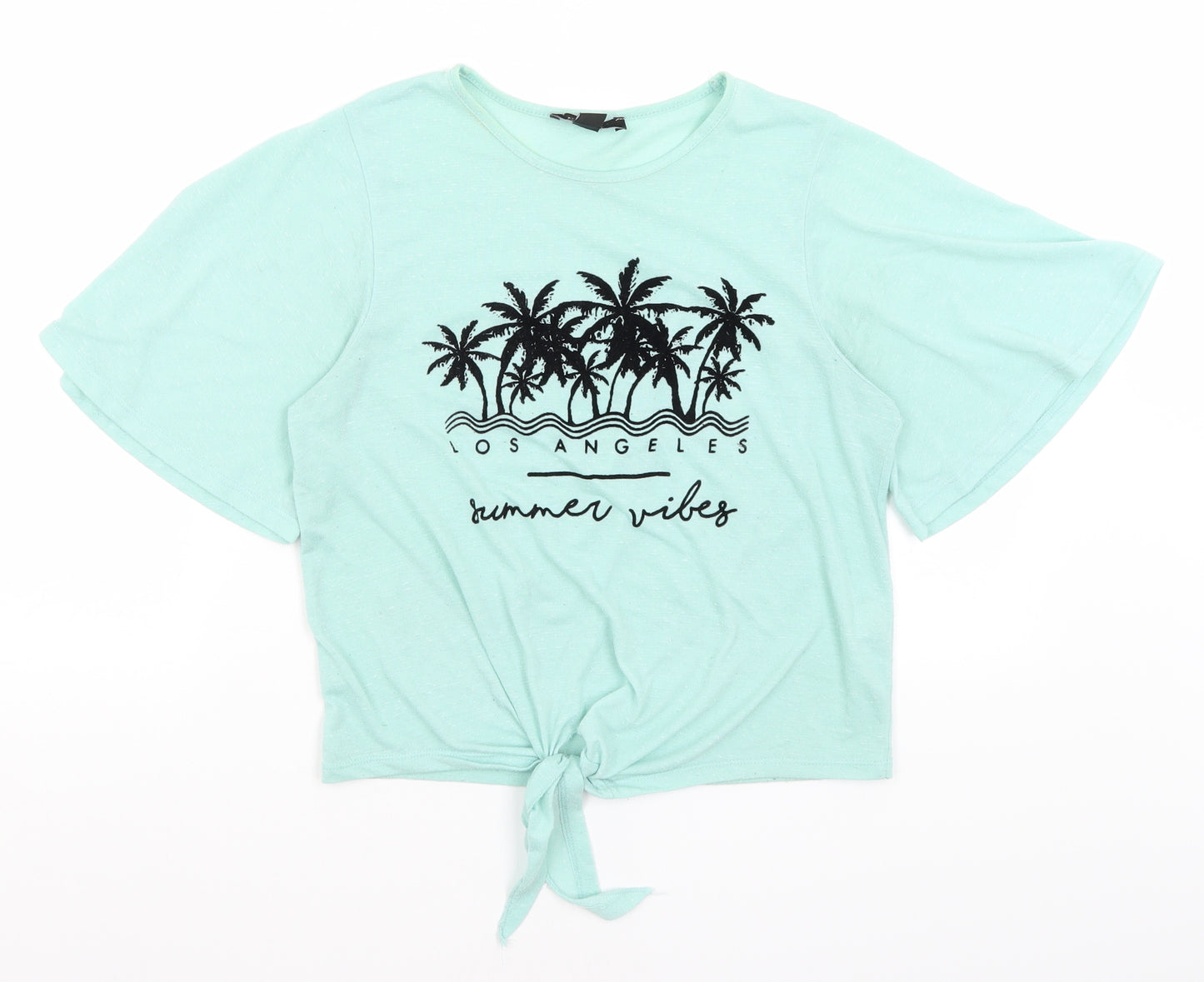 Atmosphere Womens Blue   Cropped T-Shirt Size 10  - LA Summer Vibes