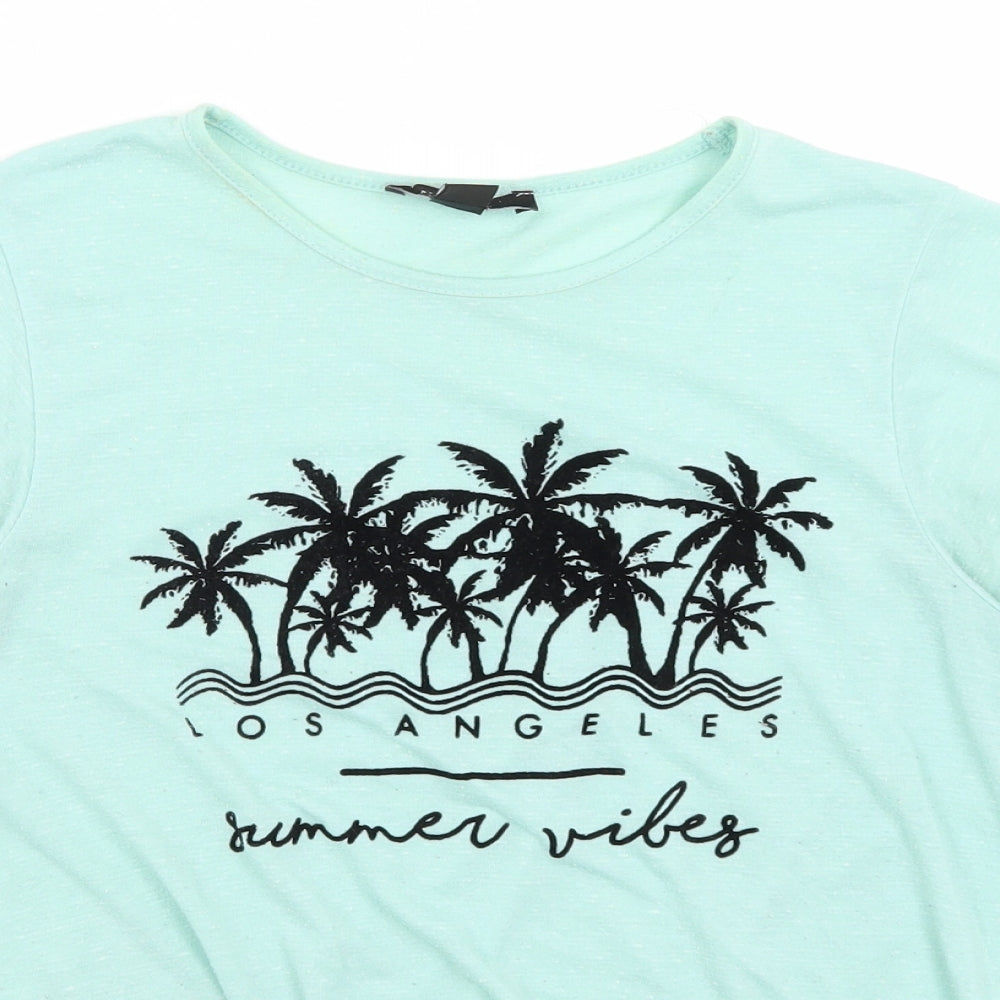Atmosphere Womens Blue   Cropped T-Shirt Size 10  - LA Summer Vibes