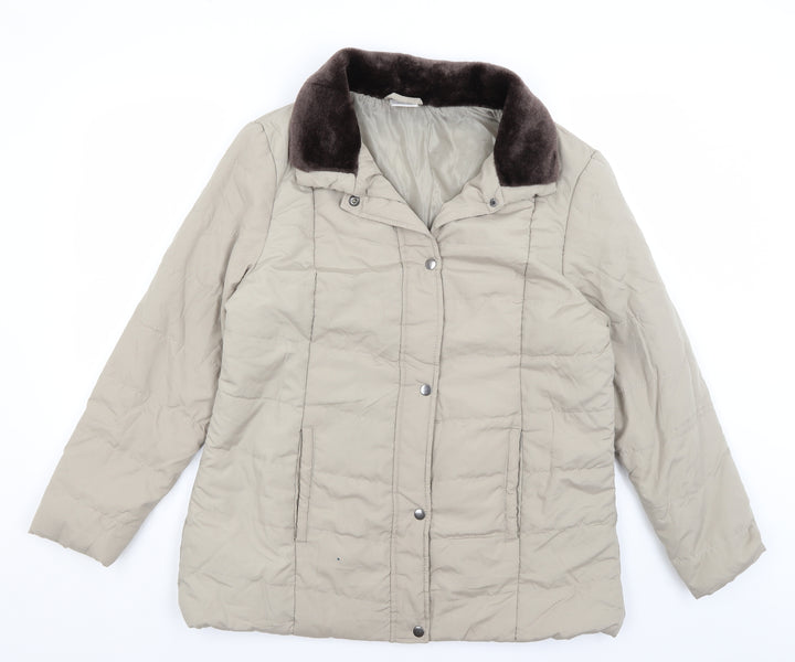 Ann De Lancay Womens Grey Quilted Coat Size M
