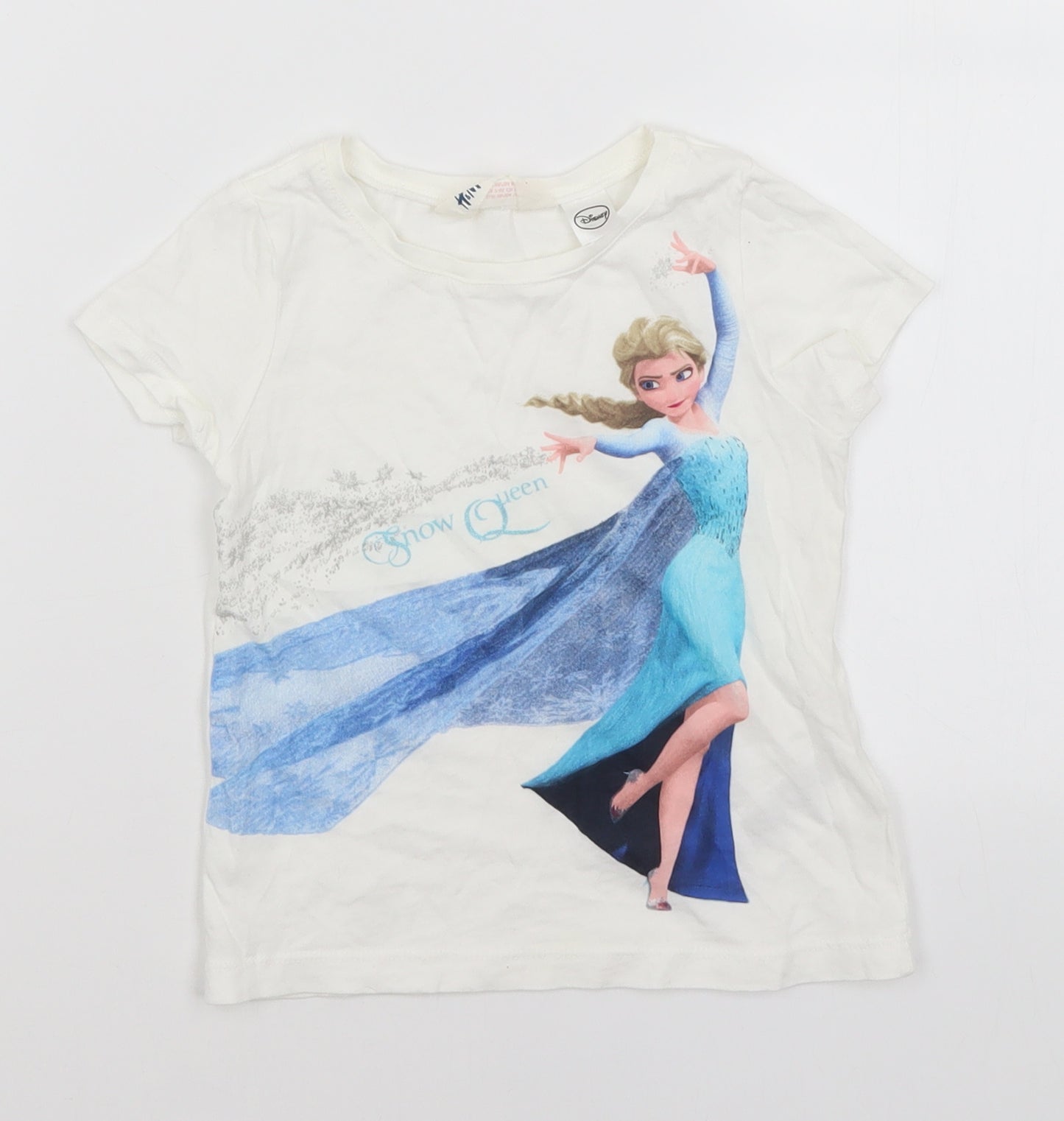 H&M Girls White   Basic T-Shirt Size 3-4 Years  - Elsa