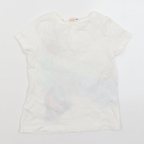 H&M Girls White   Basic T-Shirt Size 3-4 Years  - Elsa