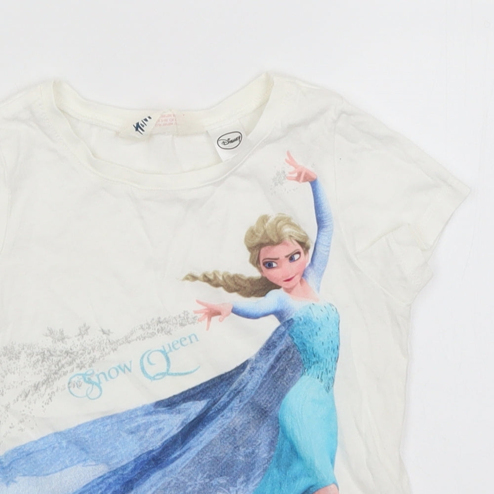 H&M Girls White   Basic T-Shirt Size 3-4 Years  - Elsa