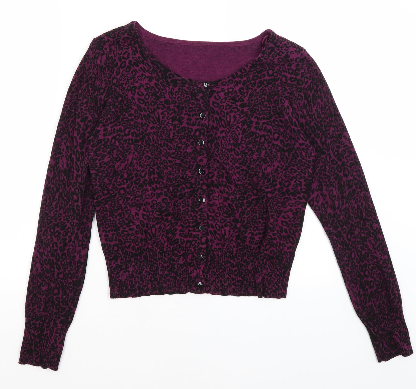 E-vie Womens Purple Animal Print  Cardigan Jumper Size 10