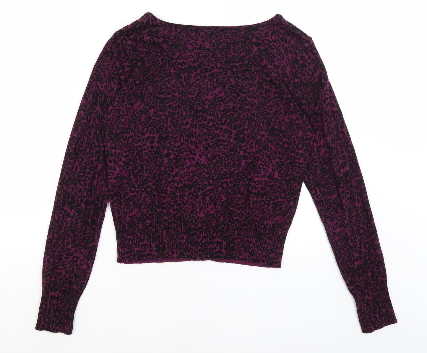 E-vie Womens Purple Animal Print  Cardigan Jumper Size 10