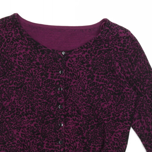 E-vie Womens Purple Animal Print  Cardigan Jumper Size 10