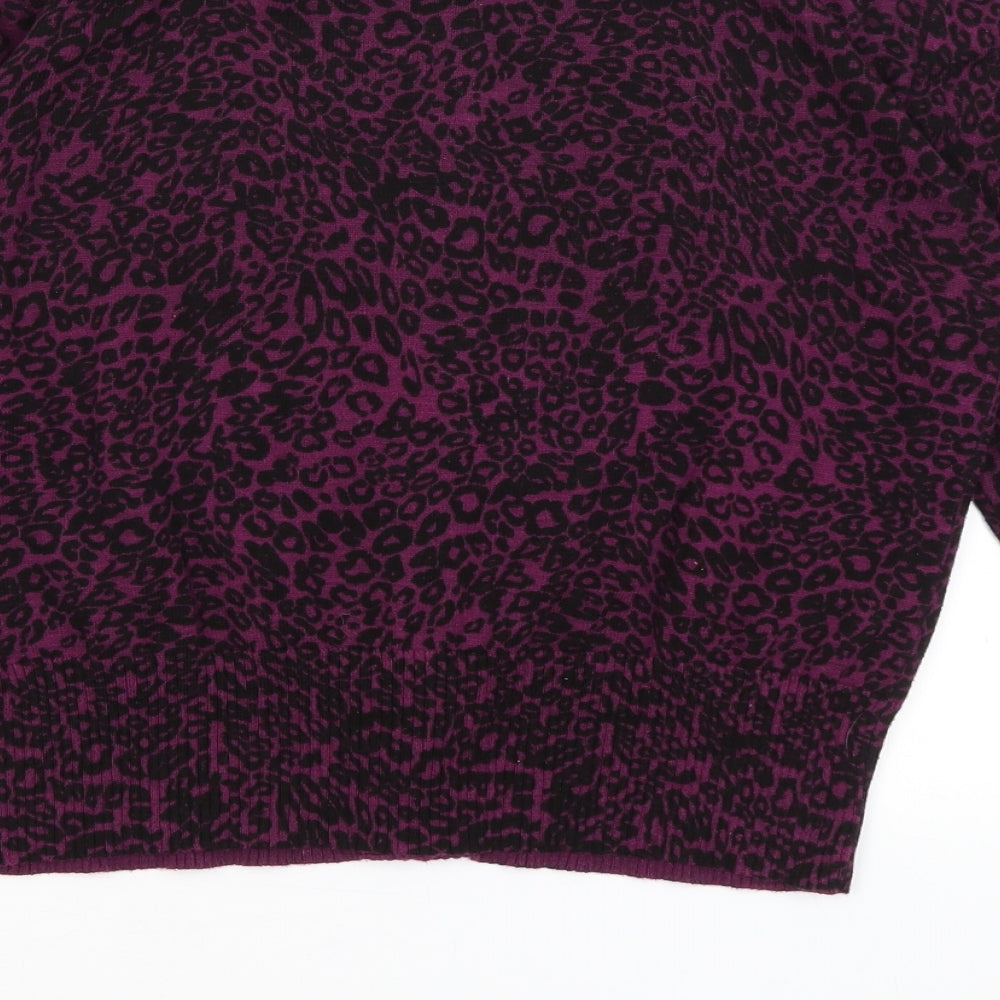 E-vie Womens Purple Animal Print  Cardigan Jumper Size 10