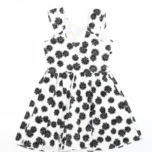 Club L Womens White Floral  Fit & Flare  Size 12