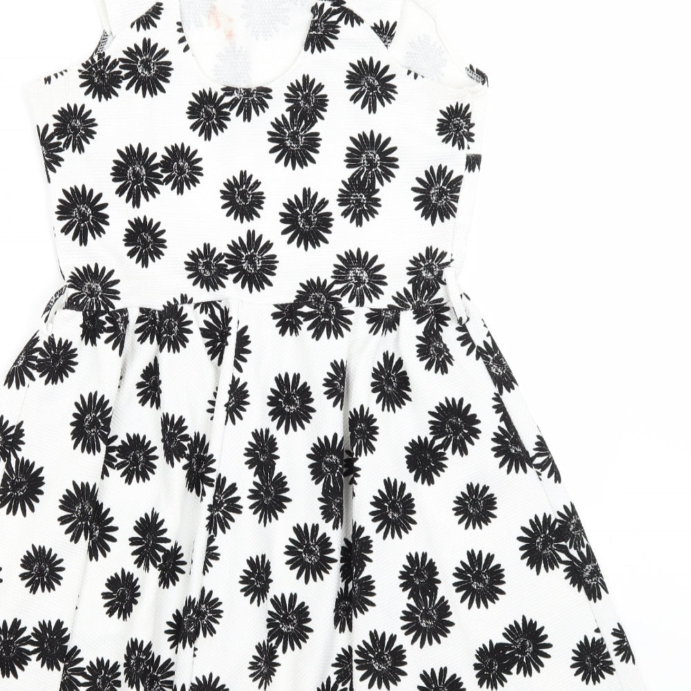 Club L Womens White Floral  Fit & Flare  Size 12